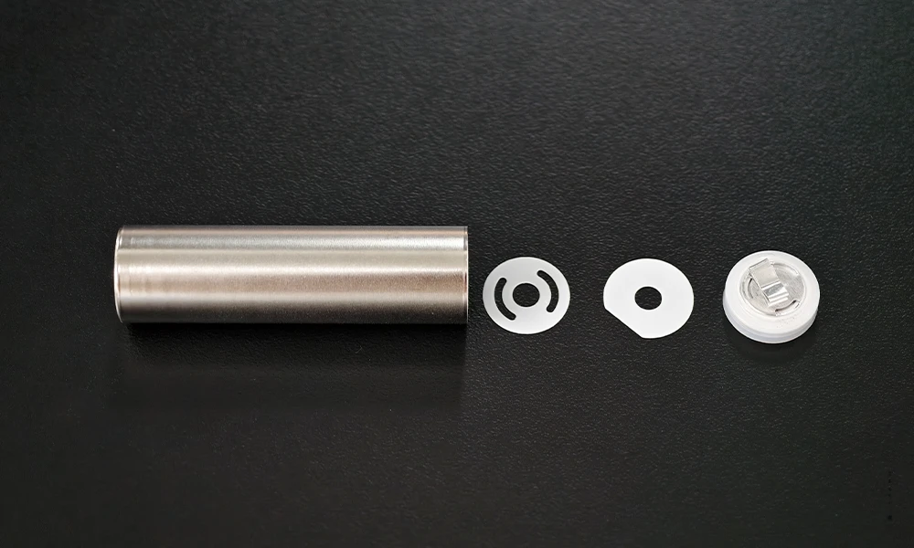 14500 anti-explosive cap with pre-welded 7 x 3 x 0.15 mm aluminium tab