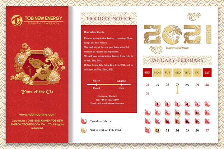 TOB New Energy Chinese New Year Holiday Notice